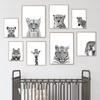 Black White Animal Poster Tiger Lion Giraffe Cheetah Elephant Wolf Zebra Nursery Wall Art Print Canvas Painting Kids Room Decor
