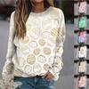 Women's Casual Fashion Easter Printing Long Sleeve O-Neck Pullover Top Blouse