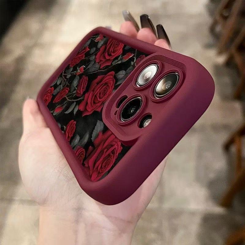 Чехол для iPhone 17/17ProMax/16/15/14Pro/13/12 с красной розой