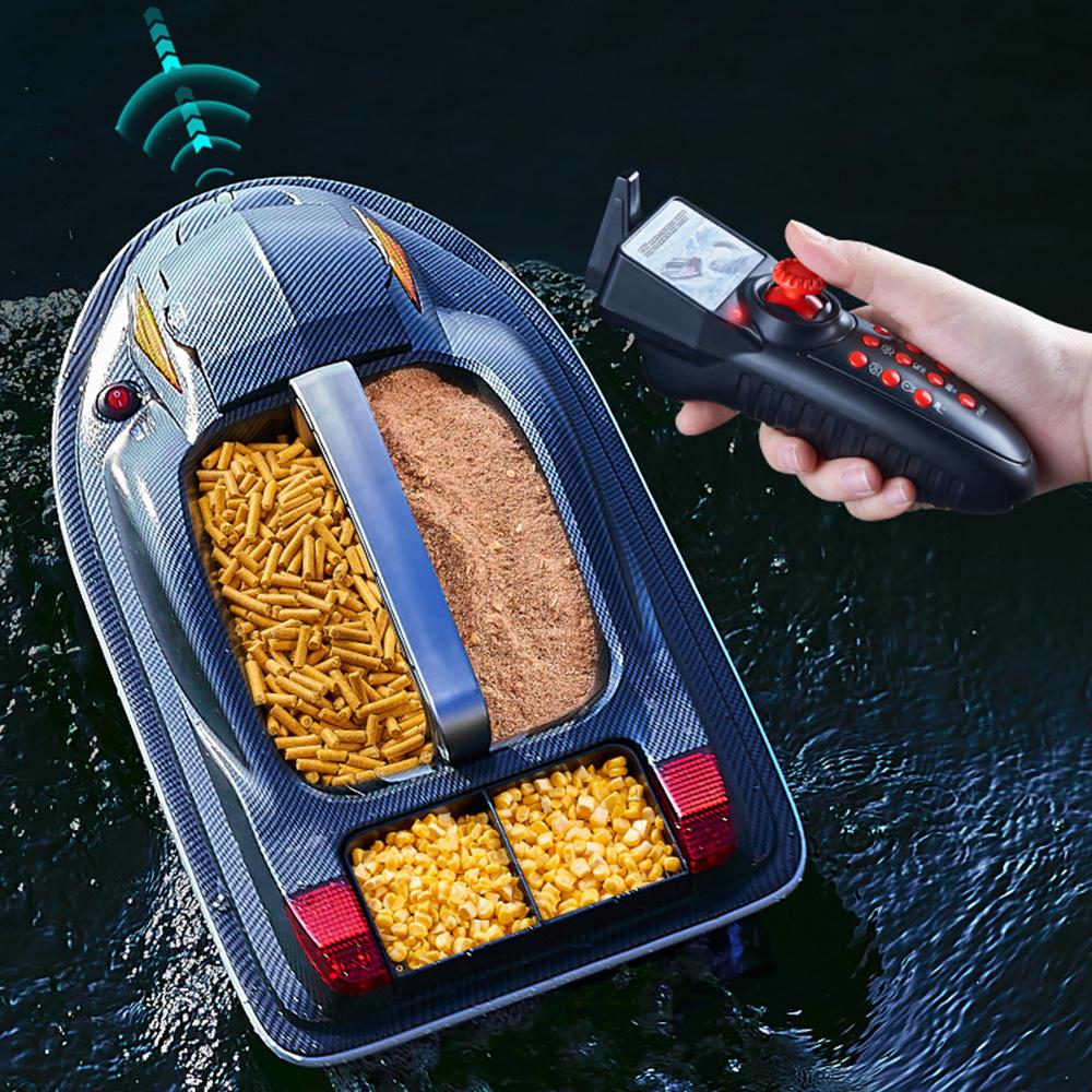 Large Outdoor 3 Hopper High Speed RC Fishing Boat 500M 7KG Load Voice Broadcast Smart Route