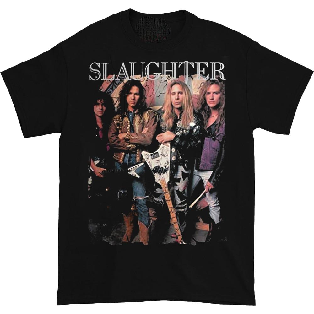 РАСПРОДАЖА Винтажная Музыкальная Группа Slaughter Подарок Для Фанатов Плотный Хлопок Черная Футболка Унисекс Футболка