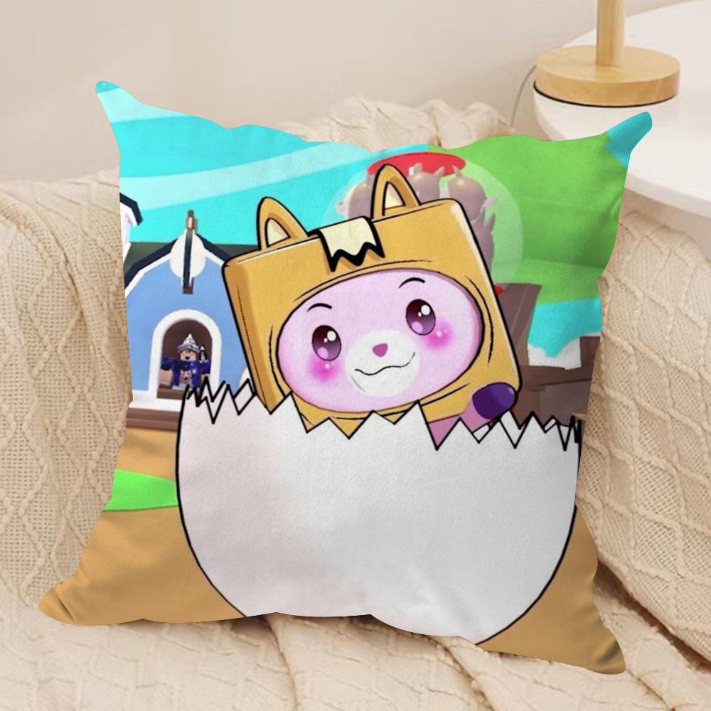 Cartoon LLankyBox Cushion Cover Soft Plush Throw Pillow Cover DoubleSided Decorative Cushion Case Sofa Bedroom Home Decor