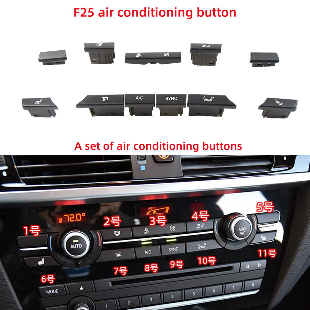 Car Air Conditioning AC Button Venlitation Key Cap Repair Kit Replacement For BMW X3 X4 Series F25 F26 2011-2017 64116825513
