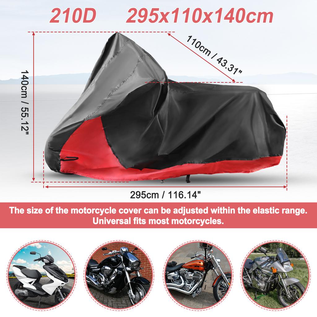 Motoforti 210D L-XXXL 2-в-1 Чехол для мотоцикла Чехол для мотоцикла Всесезонный Универсальный Водонепроницаемый Уличный Защита от дождя, пыли, солнца