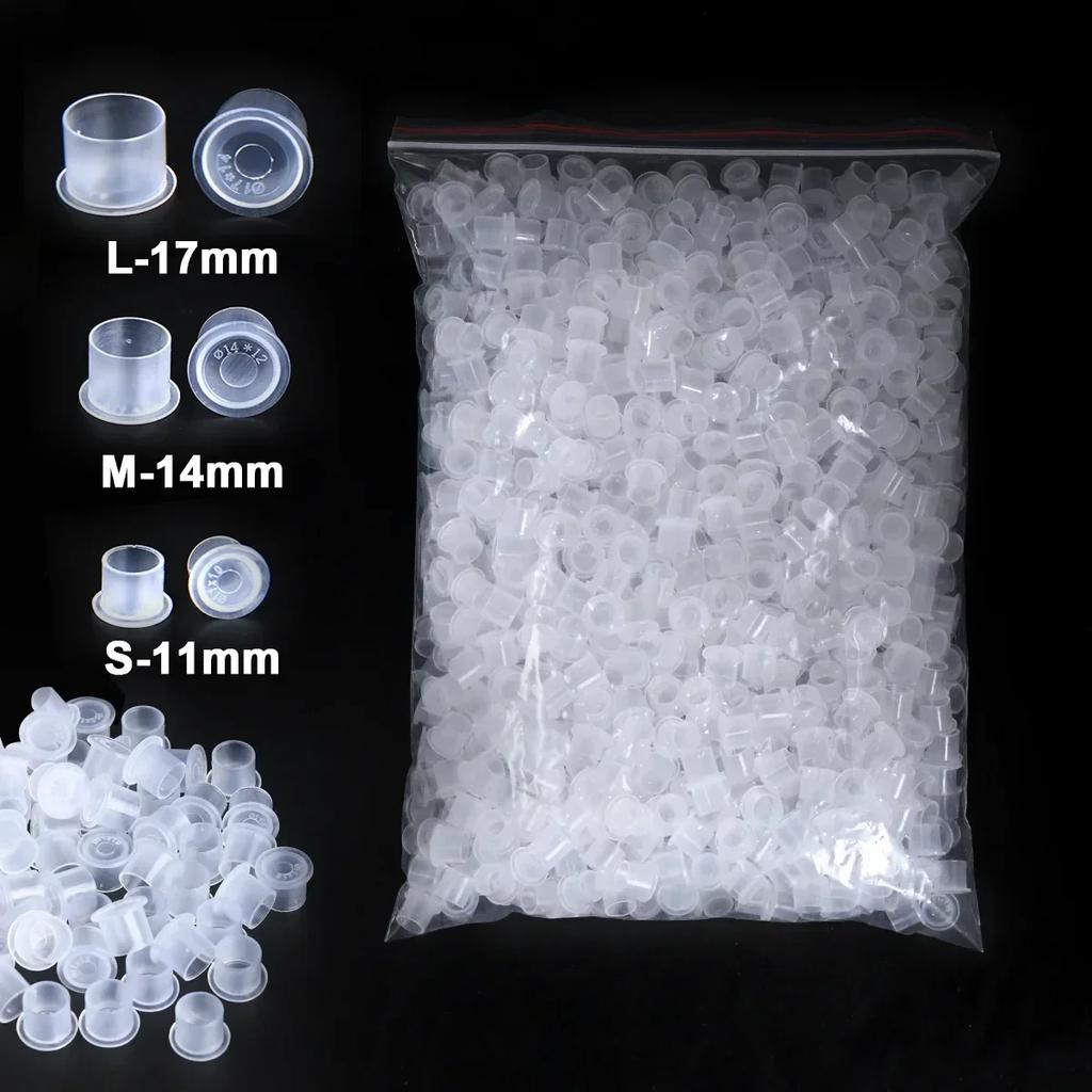Narkasy Disposable Clear Tattoo Ink Caps, Self-Stand Plastic Pigment Cups 100/500/1000 Count Tattoo & Microblading Ink Container