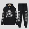 Men's Anime Printed Hoodie Set, Men's Trendy Street Fashion Long Sleeve Set