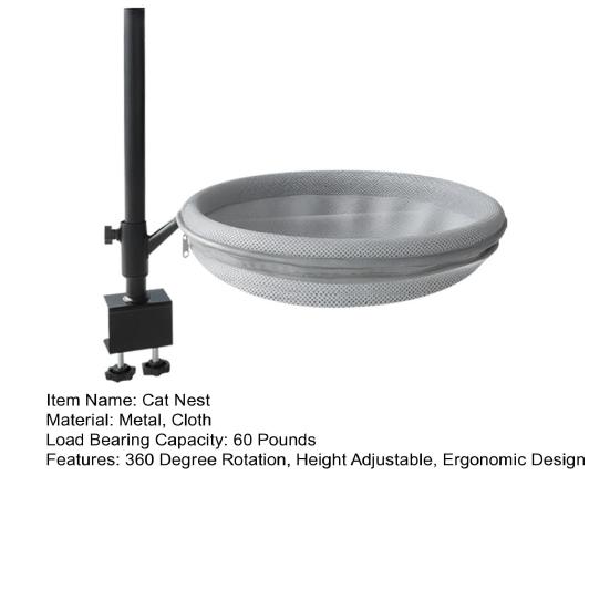 Yousheng Cat Bed & Perch for Desk 360 Degrees Adjustable Mesh Hammock with Metal Frame Breathable Soft Mesh Cat Nest for Home Office Desk