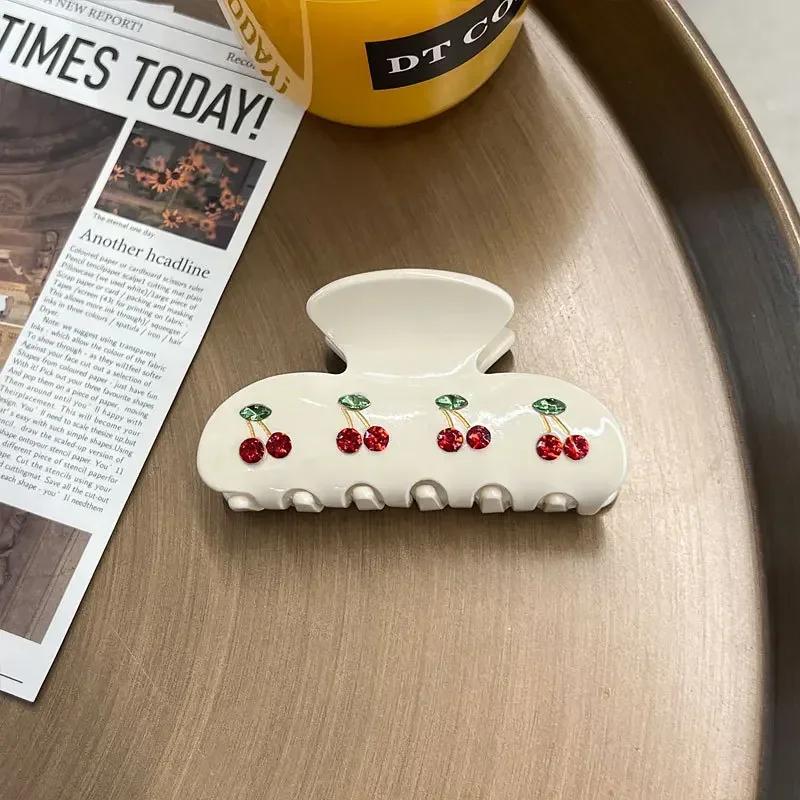 Винтажная 8 см фруктовая вишня кристалл волос коготь для женщин корейский элегантный ацетат коготь клип популярные заколки для волос аксессуары для волос