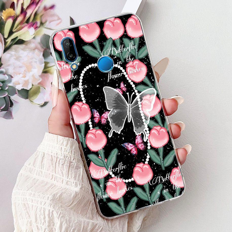 For Huawei P20 Lite Case Popular Flower Butterfly Soft Clear Silicone Phone Back Cover For Huawei P20Lite Nova 3e ANE-LX1 Bumper