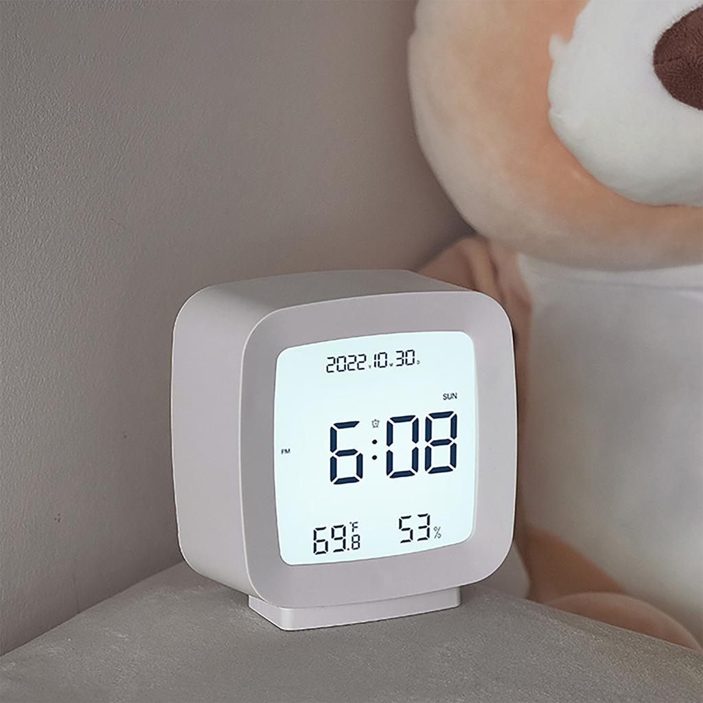 Kids Alarm Clock LED Digital Indoor Alarm Clocks with Temperature and Humidity Display for Kids