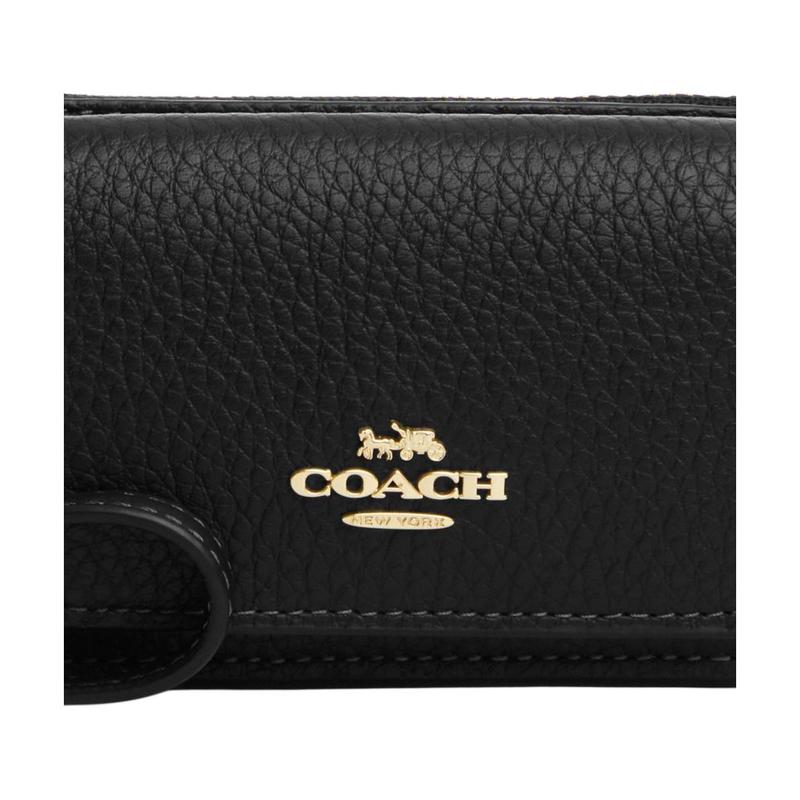 Coach Визитница 11 букв логотип логотип застежка-молния коровья кожа держатель для карт мини женская черная