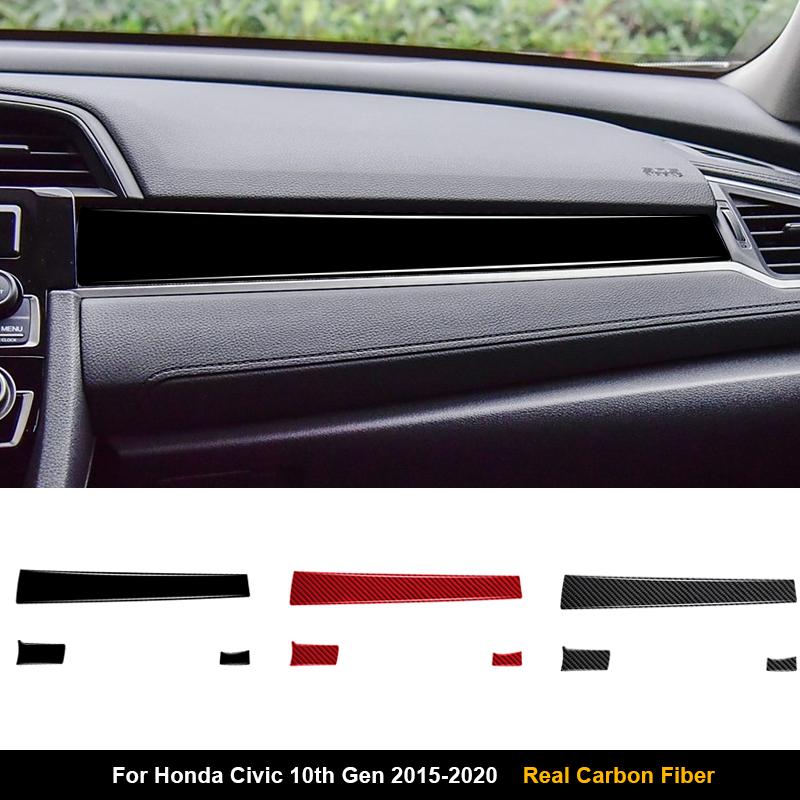 For Honda Civic 10th Gen 2015-2020 Real Soft Carbon Fiber Car Driver Headlight Switch Trim Sticker Interior Decoration
