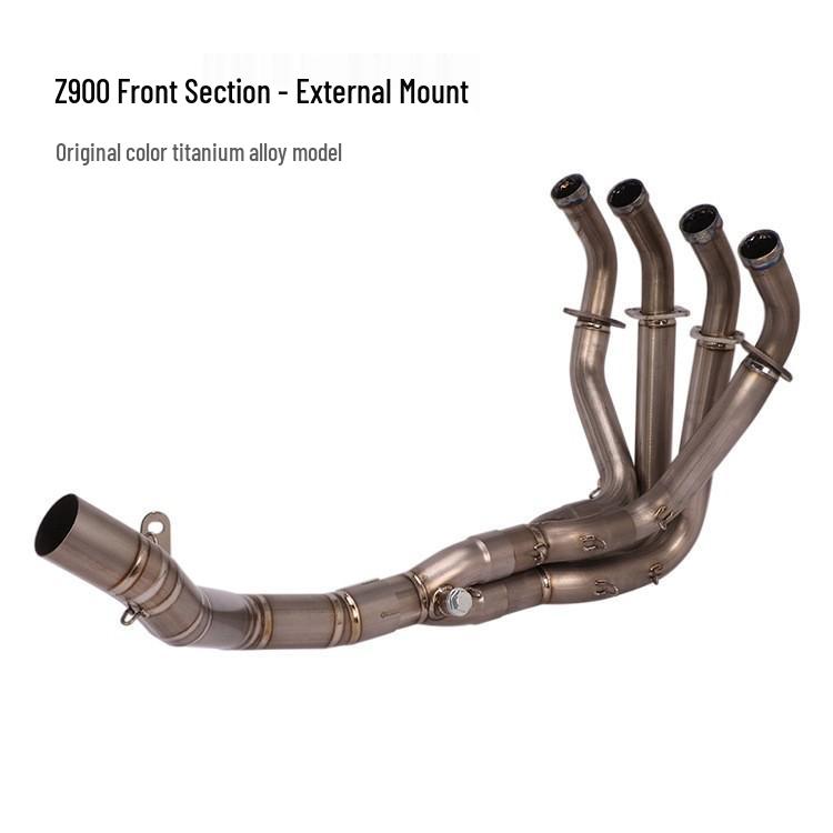 Kawasaki Z900 Titanium SC Exhaust System: Blue-Baked Front Section for Motorcycle Modification