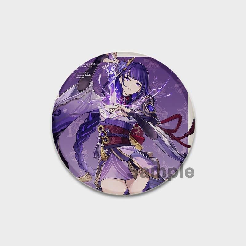 58 мм аниме Genshin Impact значки Yae Miko Xiao Zhongli, эмалированные булавки, мультяшная пуговица, брошь, украшение на грудь для рюкзаков, подарки для фанатов