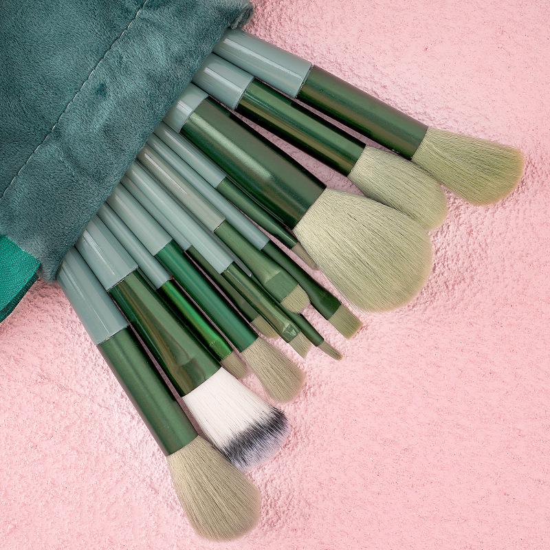 Портативный набор кистей для макияжа Evergreen из 13 предметов – Мягкая щетина, инструменты для румян и теней