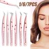 False Eyelash Tweezers Pink Blue Stainiless Steel Anti-static Fine Curved Strip 3D Lashes Extension Tweezer Makeup Tools