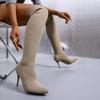 Модные европейские и американские ботфорты выше колена, женские ботильоны на шпильке, зимние эластичные ботинки 2025, супервысокий каблук