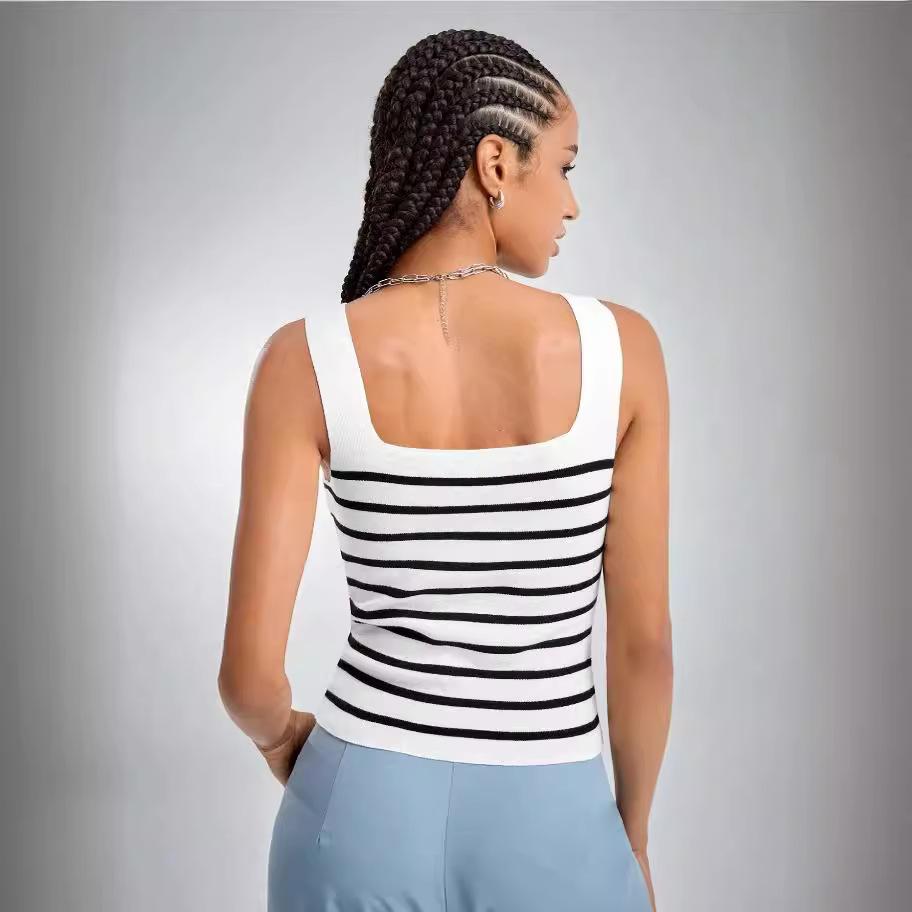 YYFS Женская мода повседневная летняя весенняя полосатая безрукавка с подтяжками блузки и рубашки