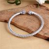 S999 Foot Silver Bracelet Women's Lotus Heart Sutra Lucky Retro Ethnic Style Open Solid Round Bar Lotus Bracelet Children