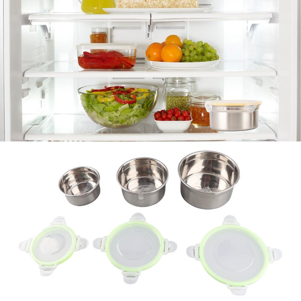 3pcs 304 Stainless Steel Food Storage Containers Food Container Set For Office Meals