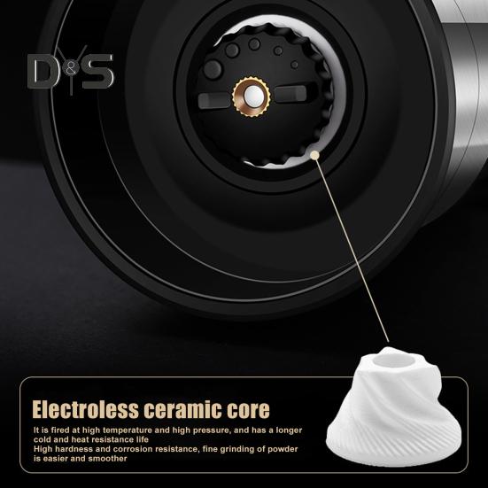 Измельчитель соли из нержавеющей стали. Регулируемая степень грубости. Легко чистится. Двойная головка. Измельчитель 2 в 1 для приправ.