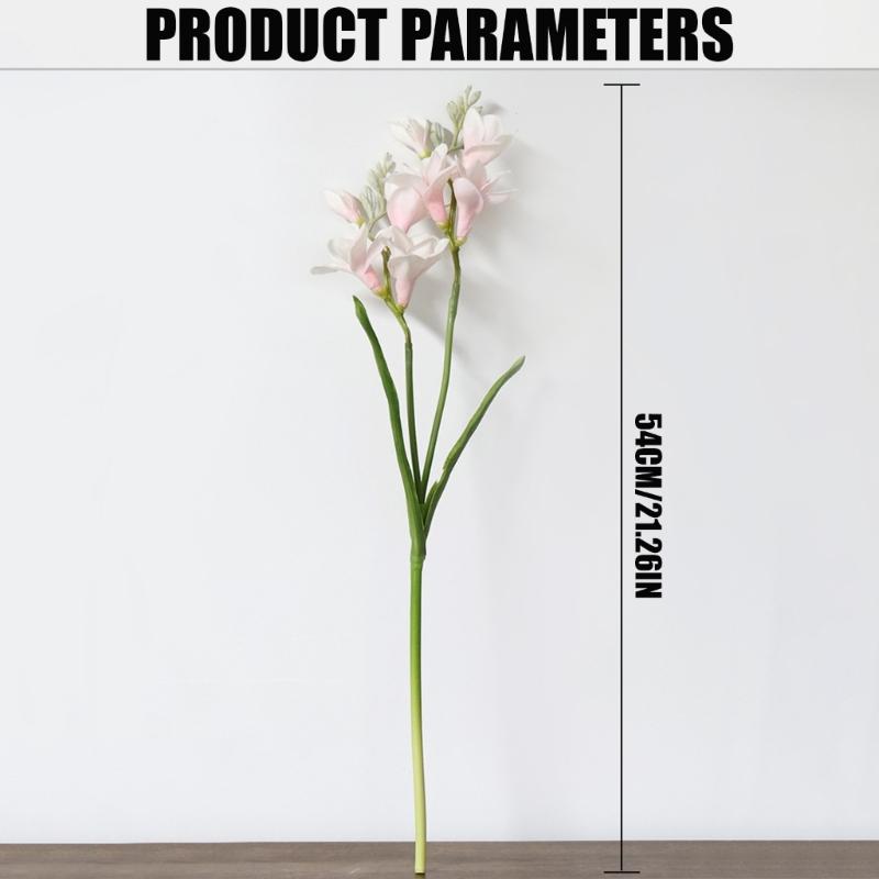 Artificial PU Freesia Flower With Bendable Iron Wire Stems for Wedding Floral Arrangements Tabletop Bookshelf Display
