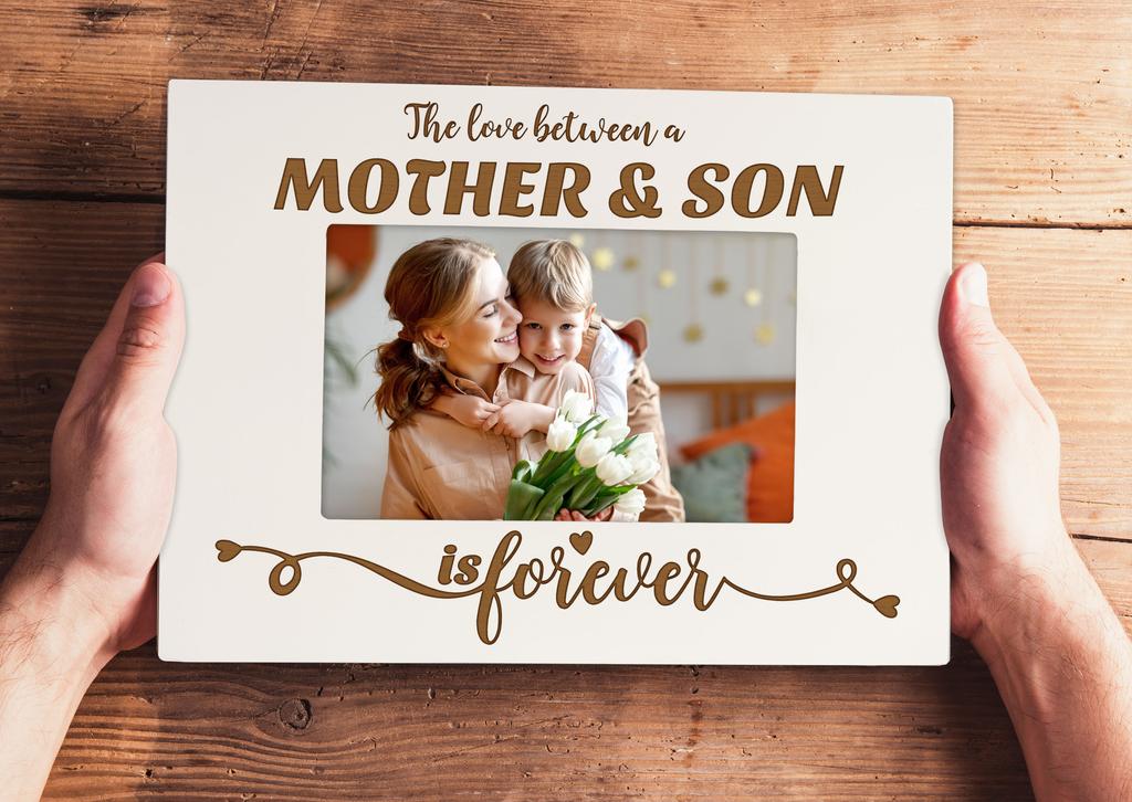 Дорогой сувенир, сделанный с любовью, настольная фоторамка с гравировкой, деревянная любовь между матерью и сыном навсегда, цитаты, белая фоторамка