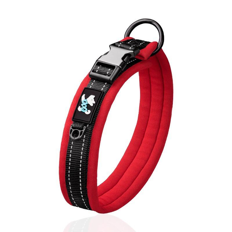 Adjustable Reflective Simple Polyester Dog Collar with Animal Pattern Breathable Night Safety and Space Cotton Padding