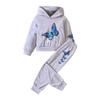 2-13 Years Kids Girls Butterfly Printed Clothes Set Hooded Pullover Top and Pants