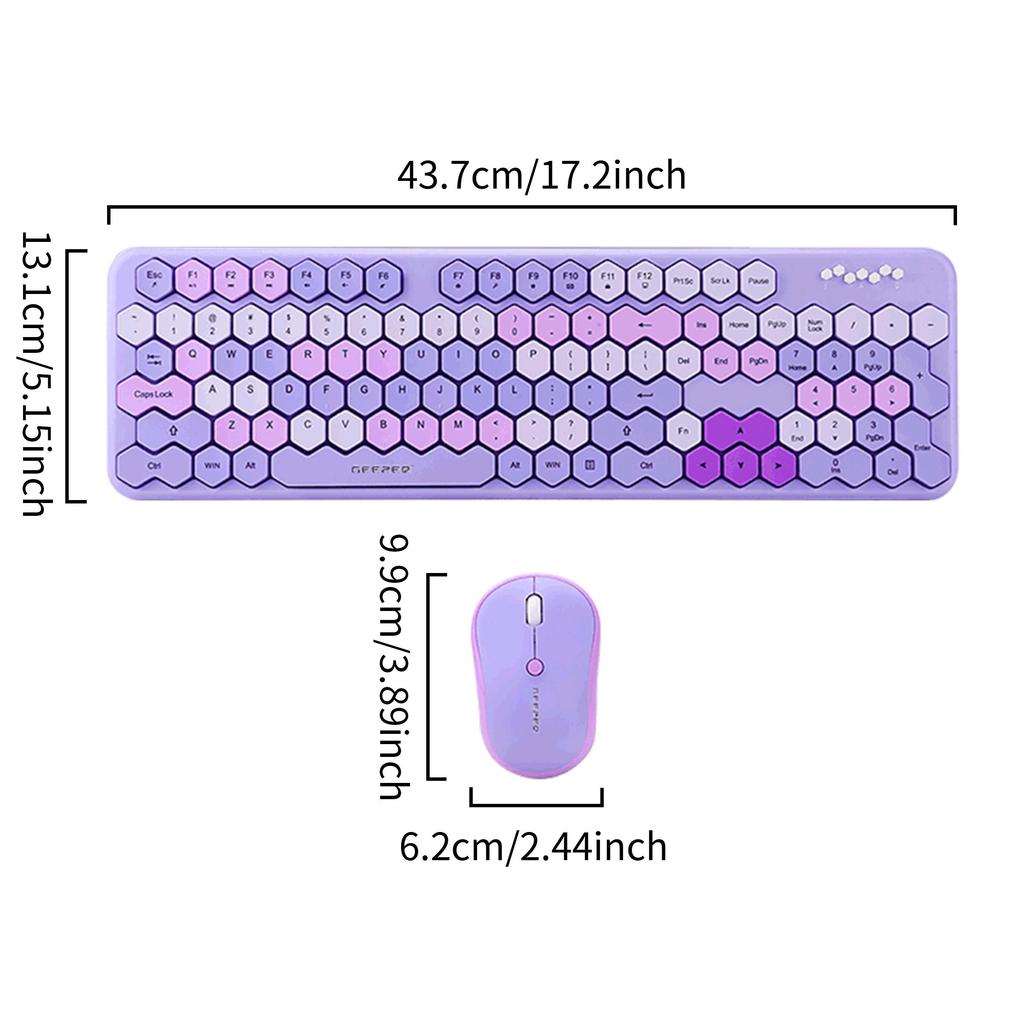 Ergonomic 2.4G Wireless Silent Keyboard Mouse Combo 105 Keys Honeycomb Keycaps Wireless Keyboard Mouse Set for Desktop/Laptop