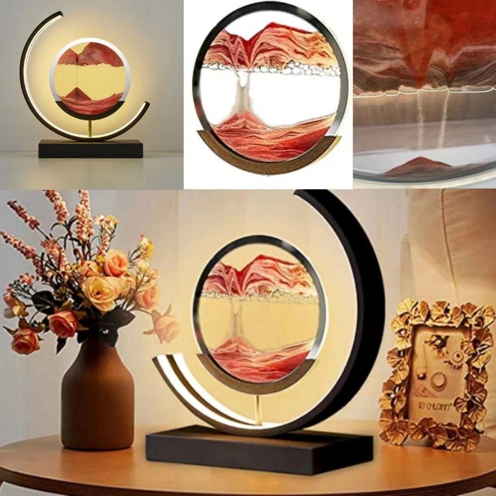 Домашний декор, ночник, струящийся песок, картина с песком, рамка, лампа, настольный орнамент, украшения в виде песочных часов