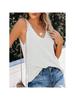 Women's Sleeveless V Neck Sweater Vest Loose Knit Cami Tank Top for Spring Summer