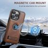 Для iPhone 15 14 13 12 Pro Max Кожаный Чехол, [Совместим с Mag-safe] Встроенная Невидимая Подставка Защитная Тонкая Крышка-Подставка