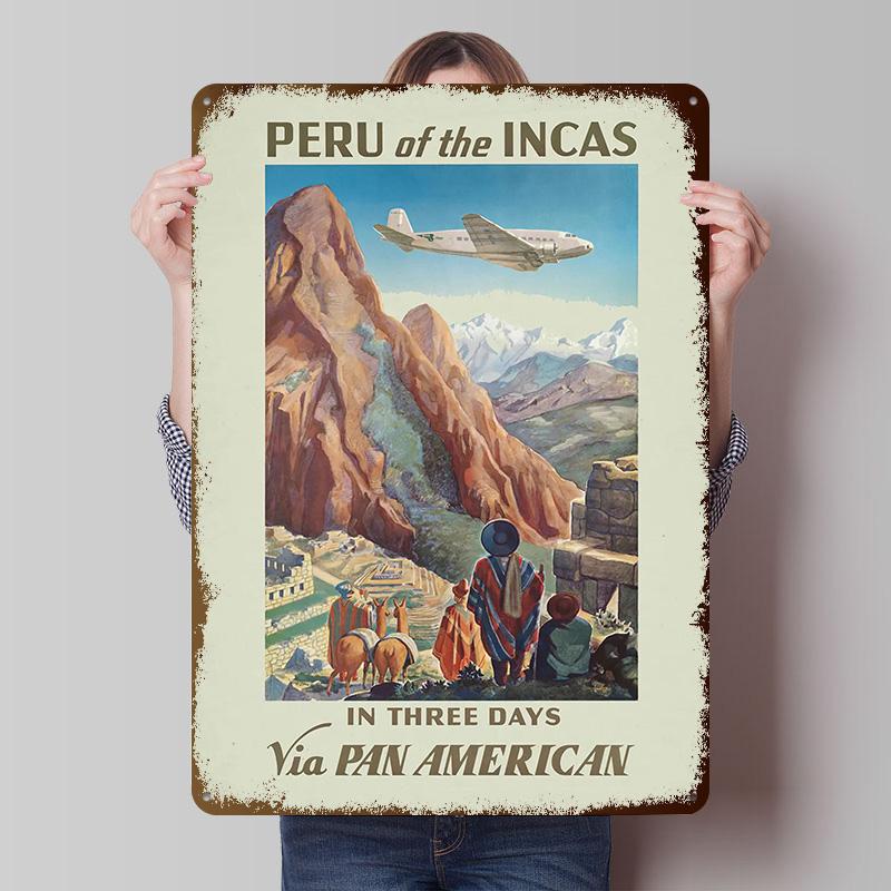 Vintage Travel Printed Poster Customized Retro Wall Art Vintage Metal Tin Signs for Home Living Room Decoration Gaming House