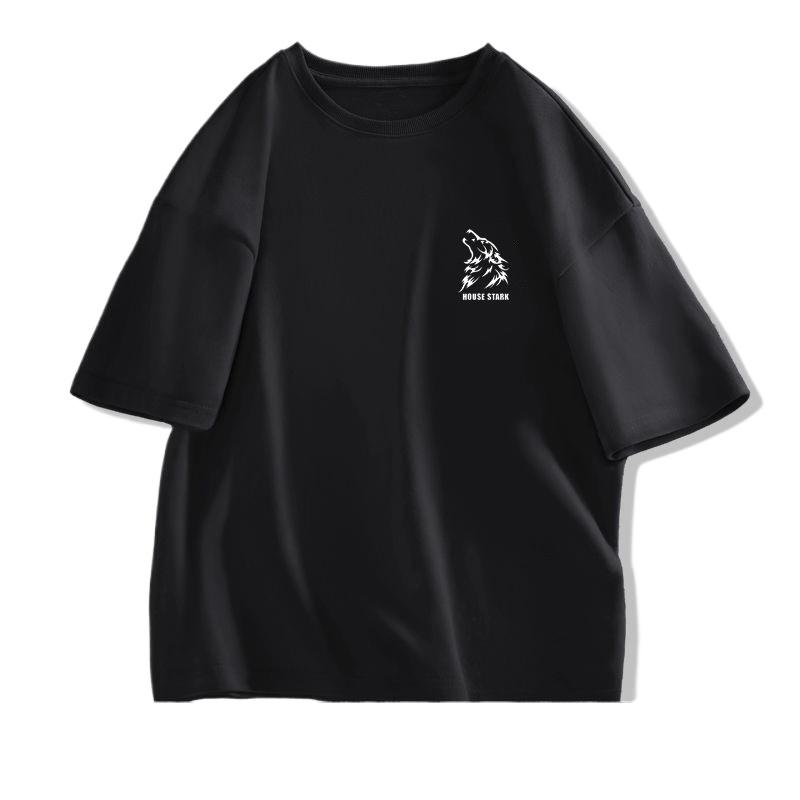 Футболка с короткими рукавами, мужская хлопковая летняя новая тяжелая свободная футболка с половиной рукавов, модная верхняя одежда