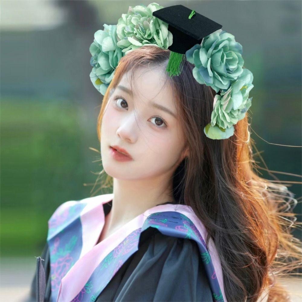 Doctor Flowers Hair Band Bachelor Academic Hat with Tassels Durable Mortar Board  College