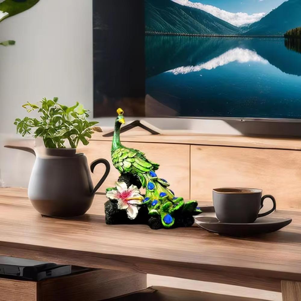 Статуэтка павлина из смолы Красивые фигурки животных Украшения для офисного стола