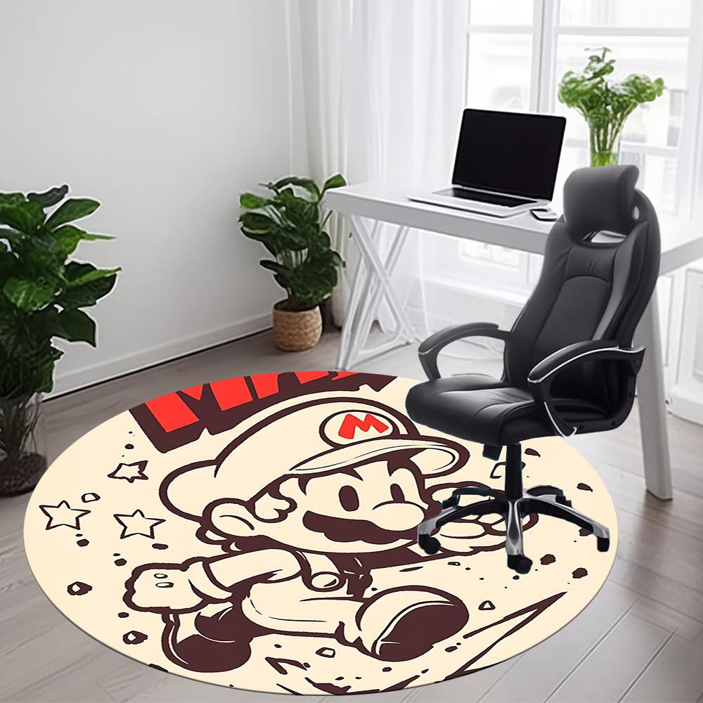 1PC Mario Adventure Office Round Area Rug, Indoor Mat Suitable For Office, Under Office Chairs Bedroom Living Room Home Decor DT1212027