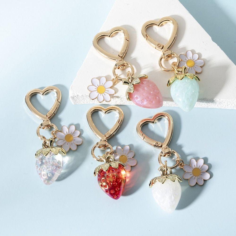 Ornament Fruit Pendant Colorful Strawberry Keyring Fashion Strawberry Keychain  Jewelry Gift