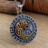 Nordic Viking Wolf Head Rune Titanium Steel Pendant Men's Long Fashion Stainless Steel Necklace