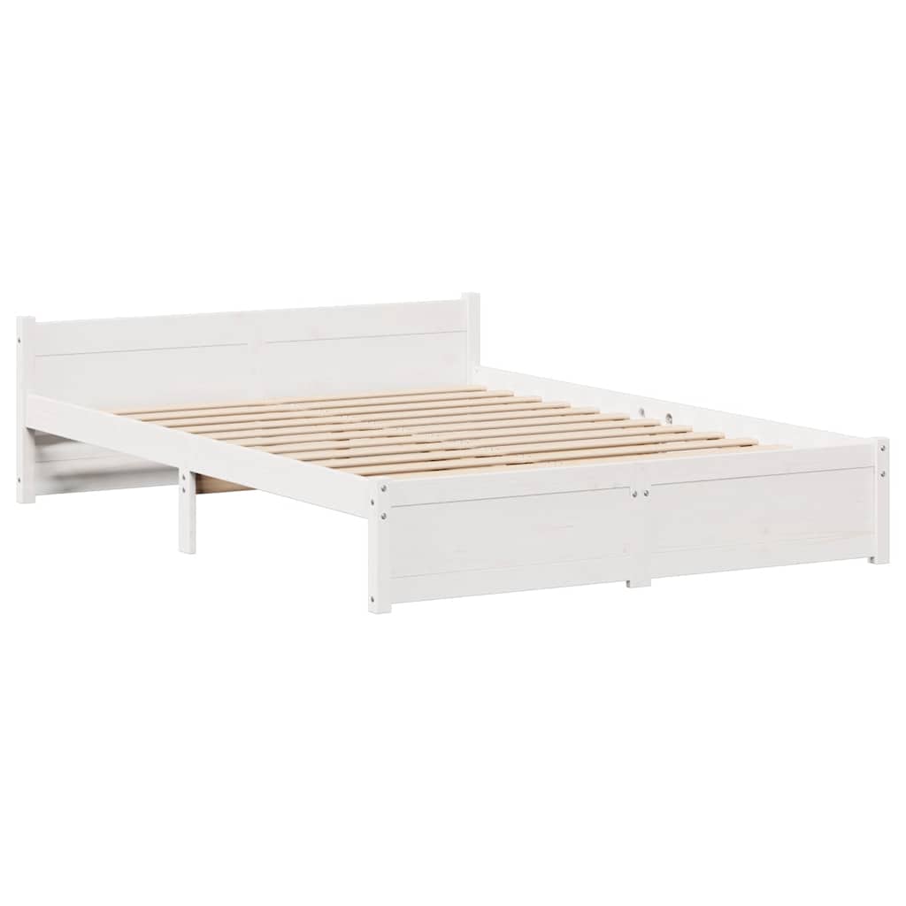 Solid Wood Bed without Mattress White 140x200 cm Pine Wood