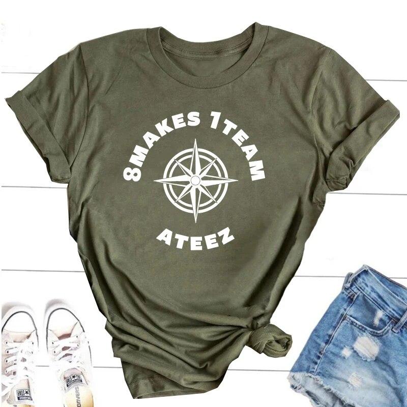 Футболки Ateez Fellowship Break The Wall Kpop с круглым вырезом и коротким рукавом, корейская модная уличная одежда, одежда для фанатов, топы K-pop, унисекс