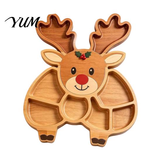 Serving Plates for Cookies Nuts Christmas Snack Tray, Divided Holiday Appetizer Platter, Cute Snowman/Tree/Penguin/Cow Shaped Table Decorations
