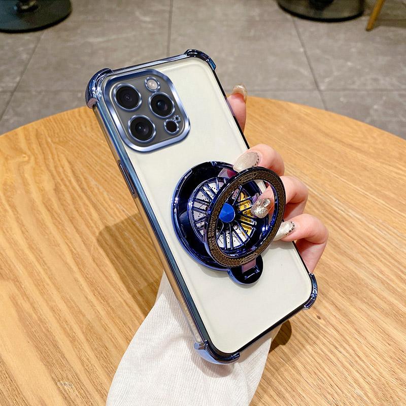 Electroplated Flash Phone Case For OPPO Realme Narzo 50A Prime N53 N55 N63 80 10 10A 20A 30 Pro 5G 4G Cover with Spinning Wheel Ring Stand