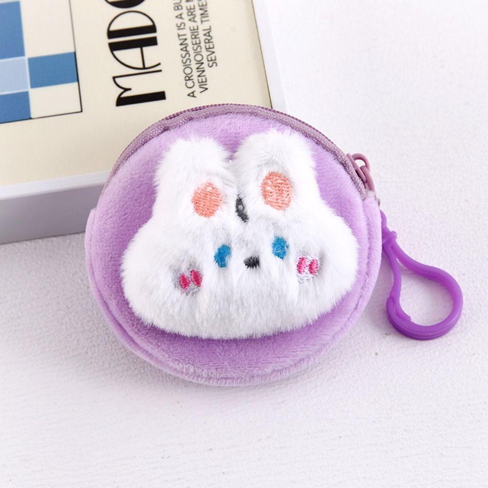 Mini Cartoon Plush Coin Purse Cute Lipstick Storage Bag Durable Headphone Bag Travel