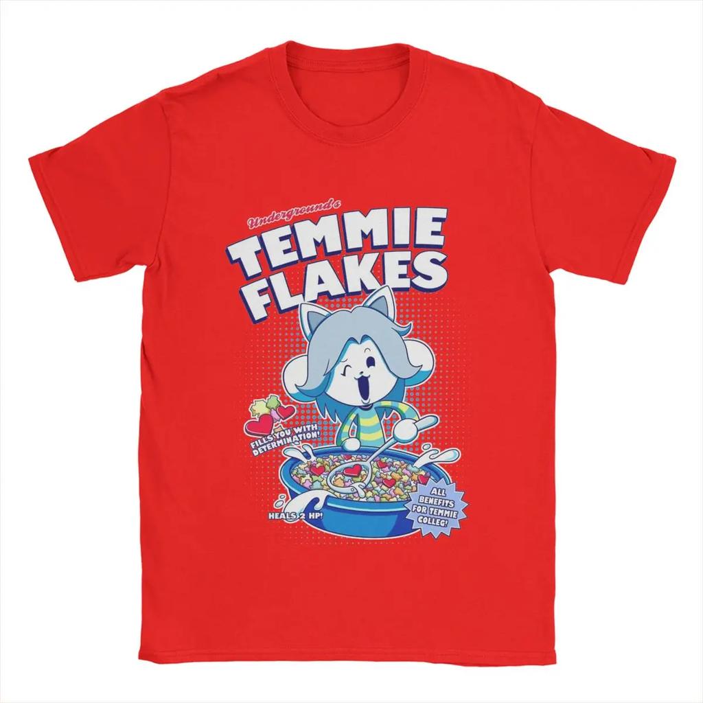 Повседневные футболки Temmie Flakes Undertale с круглым вырезом, 100% хлопок, футболка с коротким рукавом, игровая футболка, новые топы
