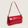 Glossy Women's Bag Retro Red Horizontal Shoulder Bag New Fashionable Simple Underarm Bag