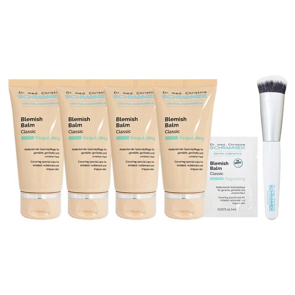 Schrammek Blemish Balm BB Крем 30 мл x 4 + Дорожный формат 2 мл + Оригинальная кисть