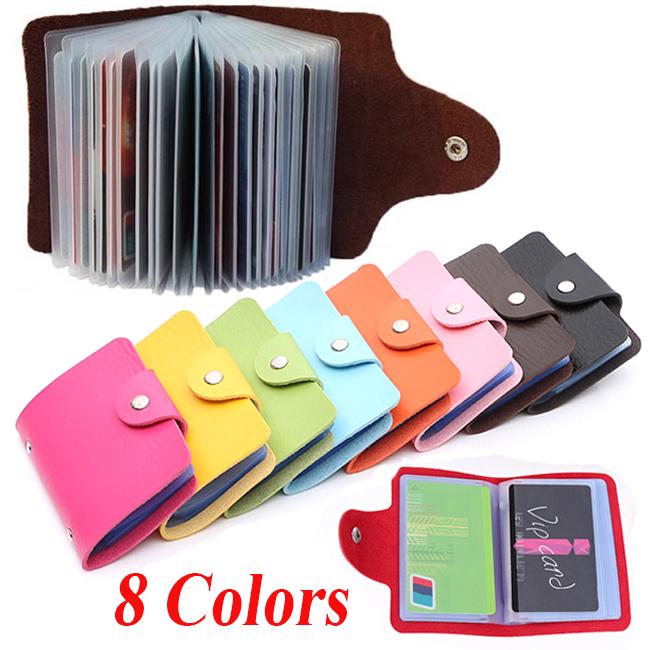 24Bits PU Leather Case Card Bag Business Card Passport Holder Organizer ID Credit Card Wallet