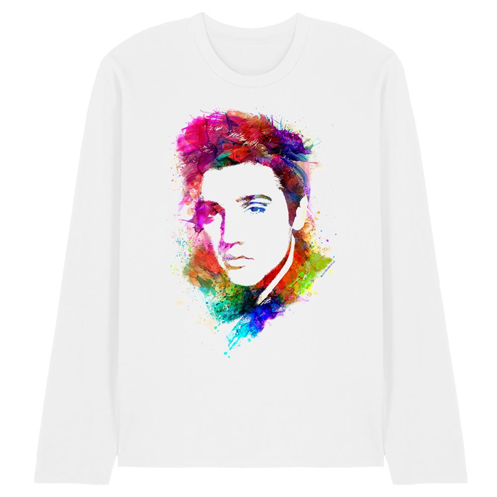 Elvis Presley Unisex Adult King Watercolour Long-Sleeved T-Shirt